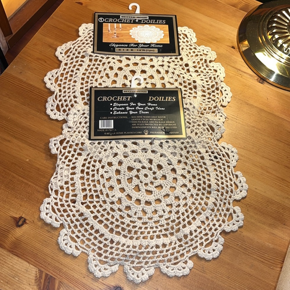 NWT Set of Vintage Style Crochet Doilies Cream Lace
